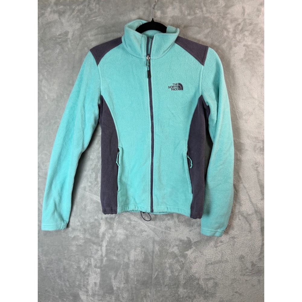 THE NORTH FACE Fleece Jacket Women XS Aqua Gray Full Zip Outdoor Hiking Coat